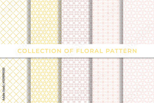 colorful floral Collection of geometric seamless patterns simple minimal design