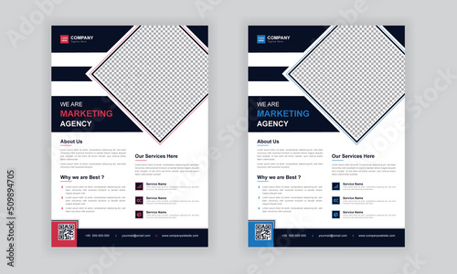 Marketing Business Agency flyer design template. Abstract business flyer, vector template print design.