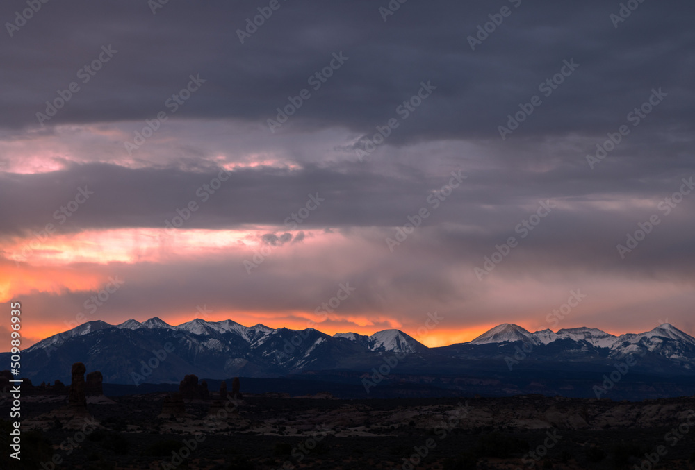 Scenic Sunrise Landscape in Arches National Park Utah