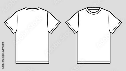 ファッションのサイズ表記や説明、デザイン用のテンプレート イラスト素材 / 半袖Tシャツ