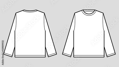 ファッションのサイズ表記や説明、デザイン用のテンプレート イラスト素材 / 長袖ロングTシャツ