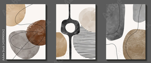 Creative hand painted watercolor art background for poster, postcard, brochure. Vector artistic illustration with watercolour texture for design interior. Minimalist backdrop.