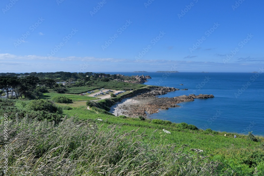 Seascape on the pink granite coast at Ploumanac'h in Brittany France