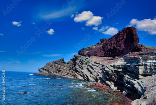View of the lava beach of Linosa Called Calcarella