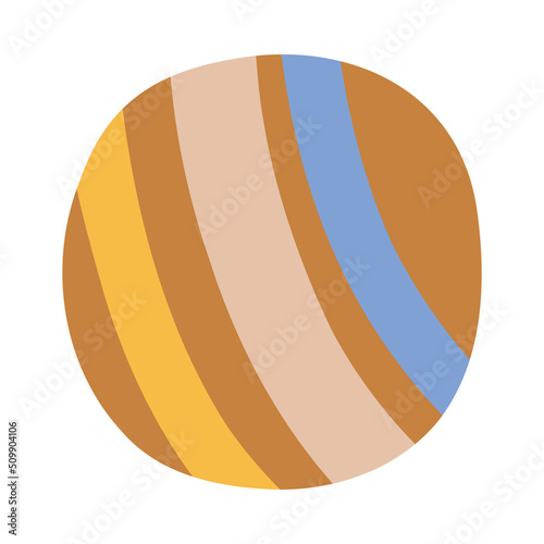 Children's brown striped ball for games in boho hand drawn style