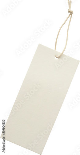 Blank price tag tied with string isolated