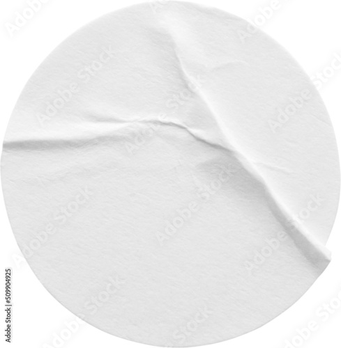 Fototapet Blank white round paper sticker label isolated