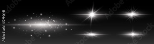 horizontal white light rays star flashes, sun rays