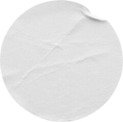 Blank white round paper sticker label isolated