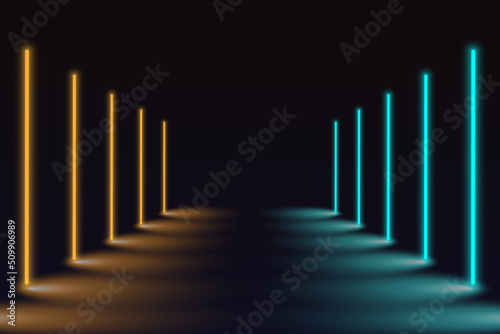Abstract neon background with colorful beams of lights illustration.