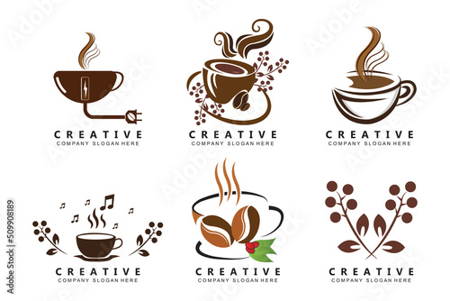 Beans And Coffee Cup Logo Template vector icon design