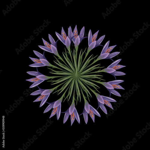 Circle pattern petal flower of mandala with multi color Vector floral mandala relaxation patterns unique design with black background Hand drawn pattern concept meditation and relax 