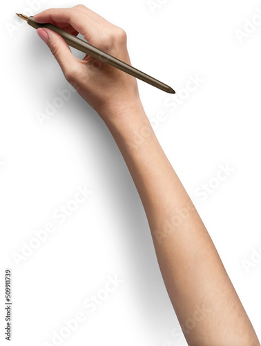 Stampa su tela Woman Hand White Skin Writting with Calligraphic Pen
