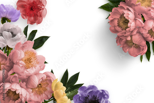 Fototapeta Naklejka Na Ścianę i Meble -  Peonies Floral Frame