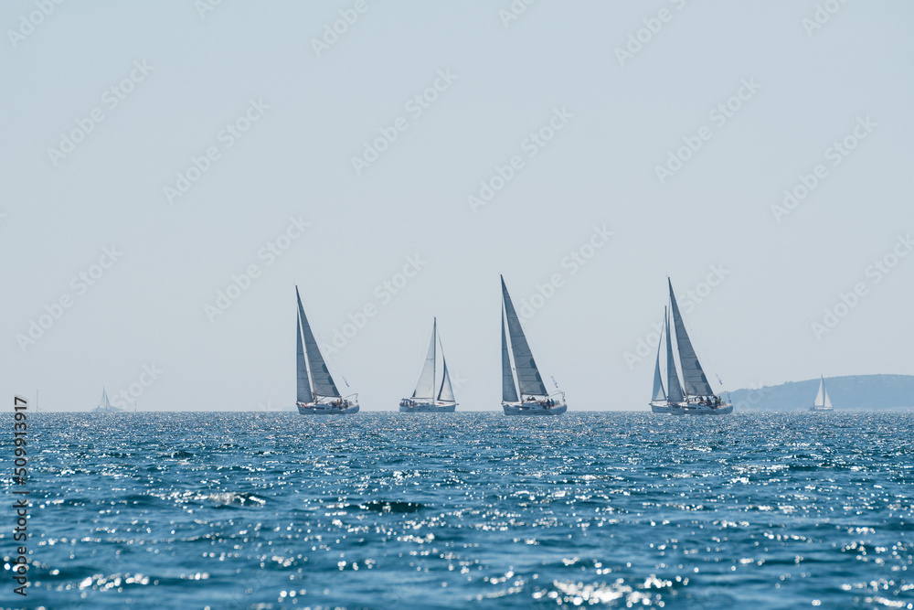 Yachts compete in team sailing event, Croatia