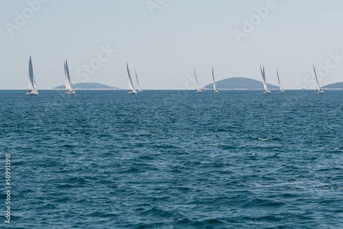 Yachts compete in team sailing event, Croatia