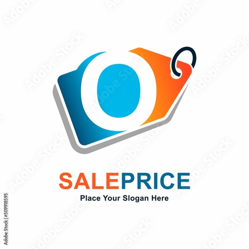 Tag price letter O vector logo template. Suitable for business, web shop, online store and Vector paper style typeface for best price tag.