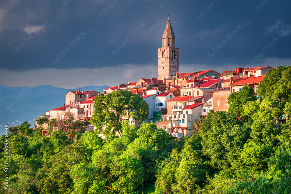 Vrbnik, Croatia - Beautiful village of Krk Island, Adriatic Sea landscape