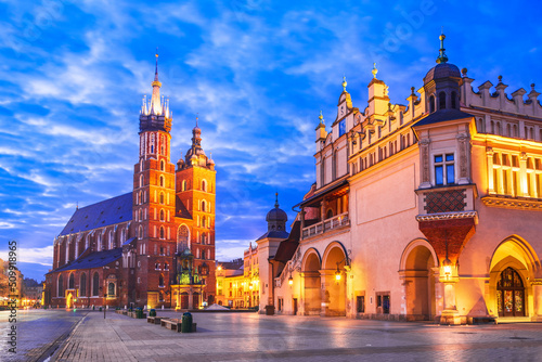 Krakow, Poland - Medieval Ryenek Square, Cloth Hall and Cathedral photo
