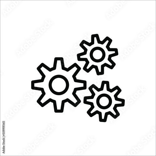 Gear symbol vector sign isolated on white background.