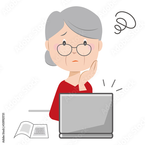 インターネットのトラブルで困っている高齢者
