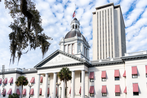 Tallahassee, FL, USA - February 11, 2022: Florida State Capitol building in Tallahassee, FL, USA. The Florida State Capitol is a Capitol Complex that provides headquarters for state government.
