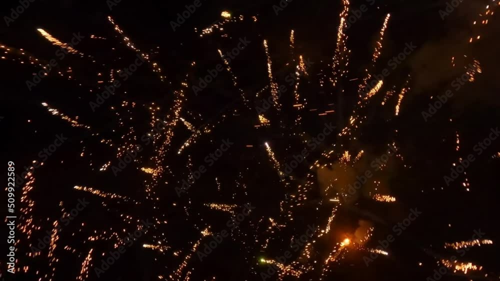 Epic Breathtaking View of Multicolored Fireworks in the Night Sky.