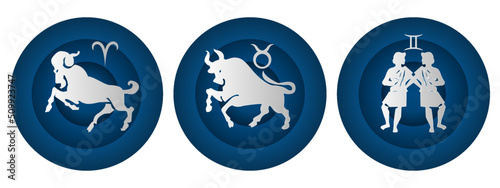 Zodiac sign design. Set zodiac Vector paper cut graphics illustration.
