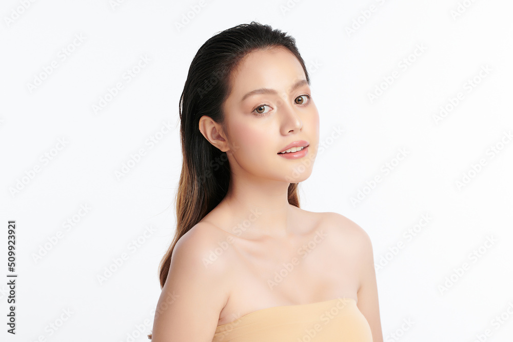Beautiful young asian woman with clean fresh skin on white background, Face care, Facial treatment, Cosmetology, beauty and spa, Asian women portrait. Beautiful young asian woman with clean fresh skin on white background, Face care, Facial treatment, Cosmetology, beauty and spa, Asian women portrait.