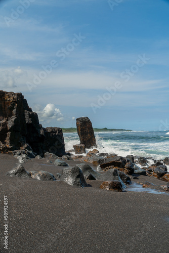 Natural view of the coast in Indonesia when the weather is sunny. Karang Tawulan beach tourism in Indonesia photo