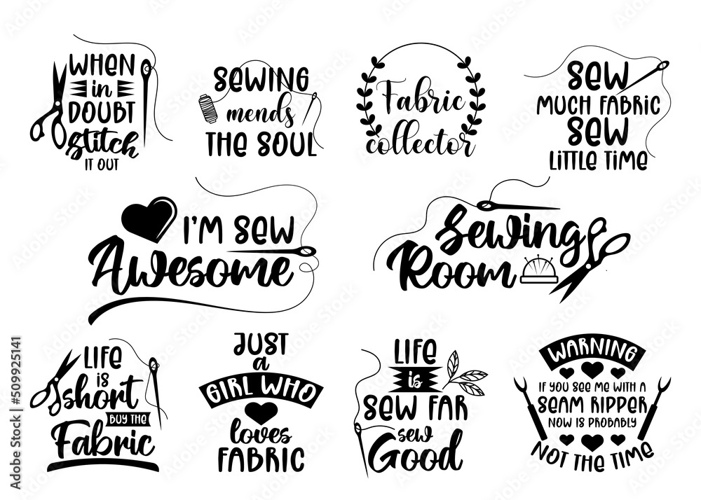 Sewing Lettering Bundles Quote Vector