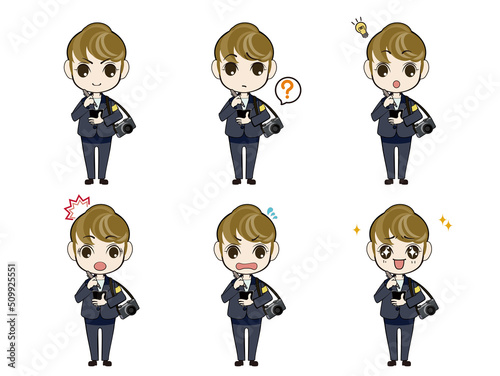 Reporter, cameraman, reporter style character illustration