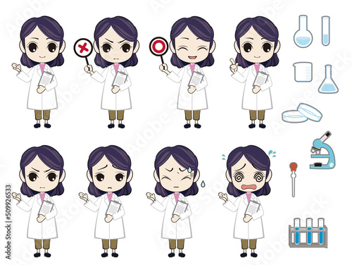 Image of researchers and medical professionals Whole body variation illustration