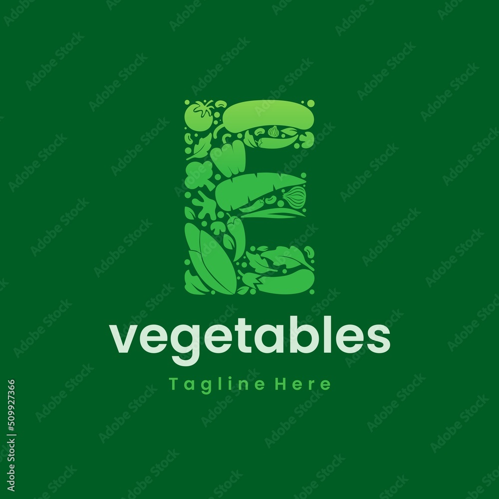 Letter E Vegetables Logo Vector Letter E Vegetables Logo Vector