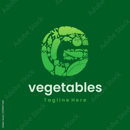 Letter G Vegetables Logo Vector