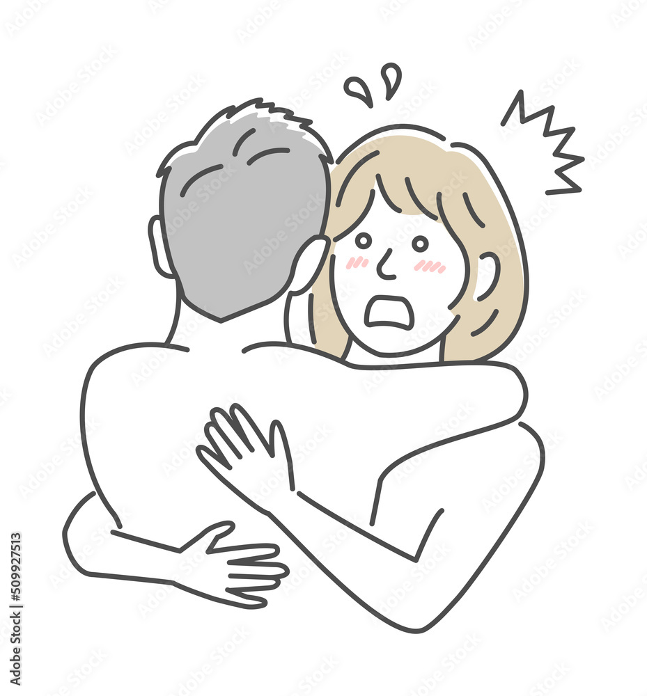Embraces loving couple vector illustration | confused, impatience Embraces loving couple vector illustration | confused, impatience