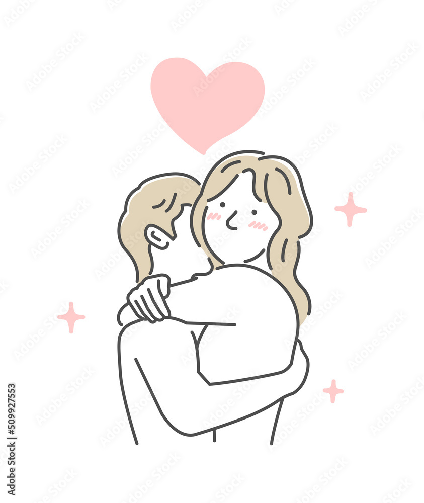 Embraces loving couple vector illustration | love, happiness Embraces loving couple vector illustration | love, happiness