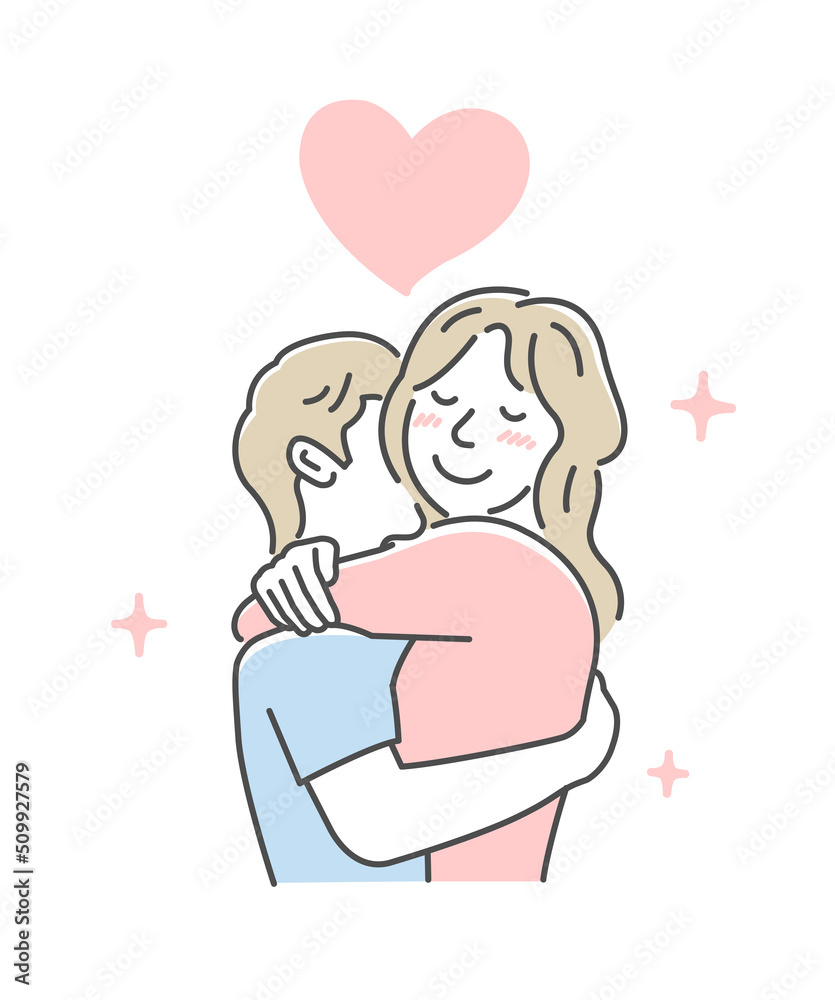 Embraces loving couple vector illustration | love, happiness Embraces loving couple vector illustration | love, happiness