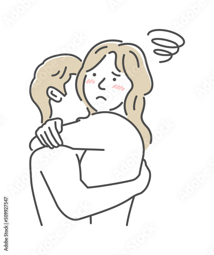 Embraces loving couple vector illustration | depression, disappointment