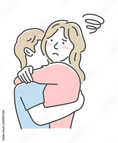 Embraces loving couple vector illustration | depression, disappointment