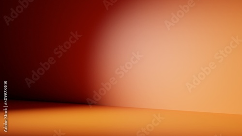 Habitación con luz lateral derecha color naranja. Piso y pared