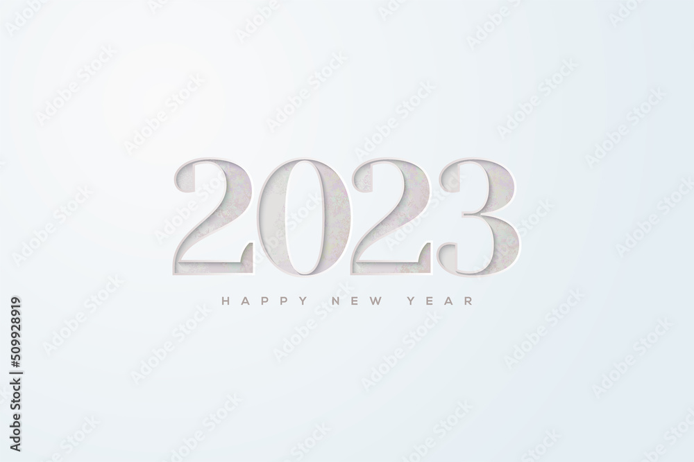 Happy new year 2023 with metallic glitter numbers