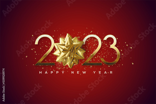 2023 happy new year thin gold on black background