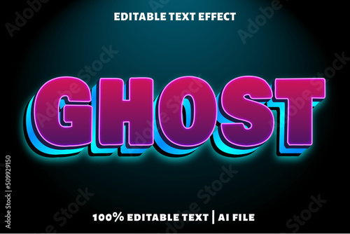 Ghost editable text effect modern neon style