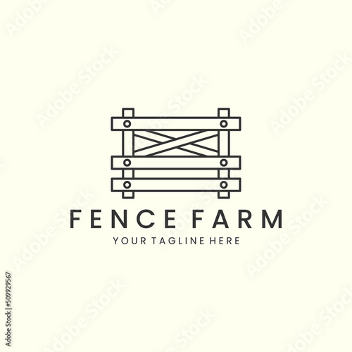 fence farm with line art style logo icon template design vector illustration