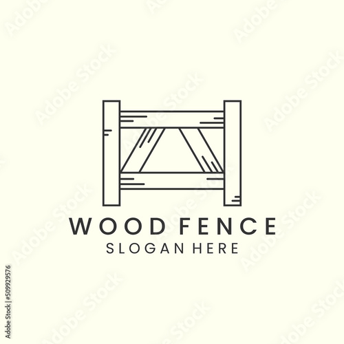 wood fence with linear style logo icon template design. house, farm, barn, vector illustration