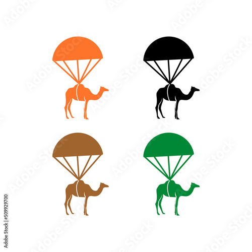 Set Bundle Logo Icon Camel parachute Stock Vector