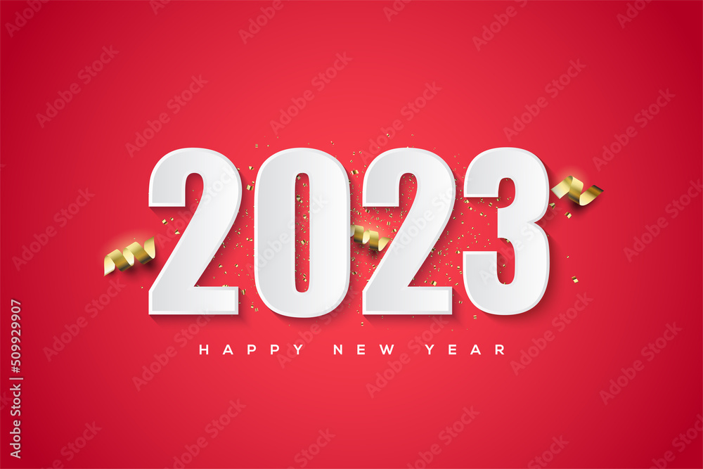 2023 happy new year with clean white paper cut numbers