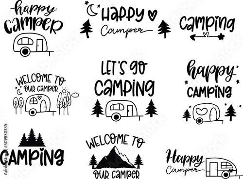 Set camping sign,logo 
Set of adventure symbols for  travel.vector illustration 