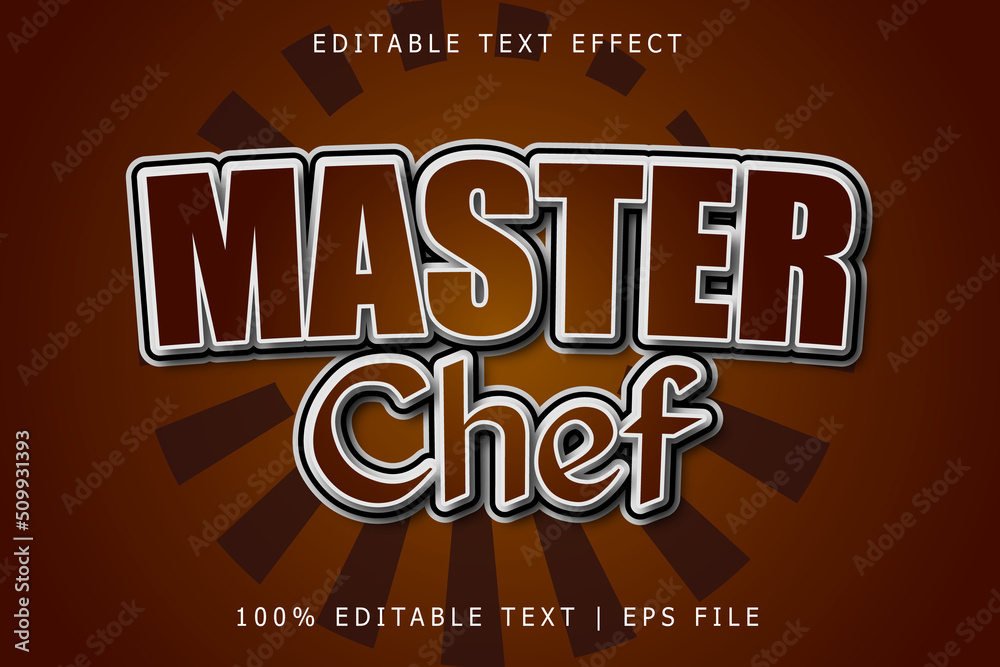 Master chef editable Text effect 3 Dimension emboss simple style Master chef editable Text effect 3 Dimension emboss simple style